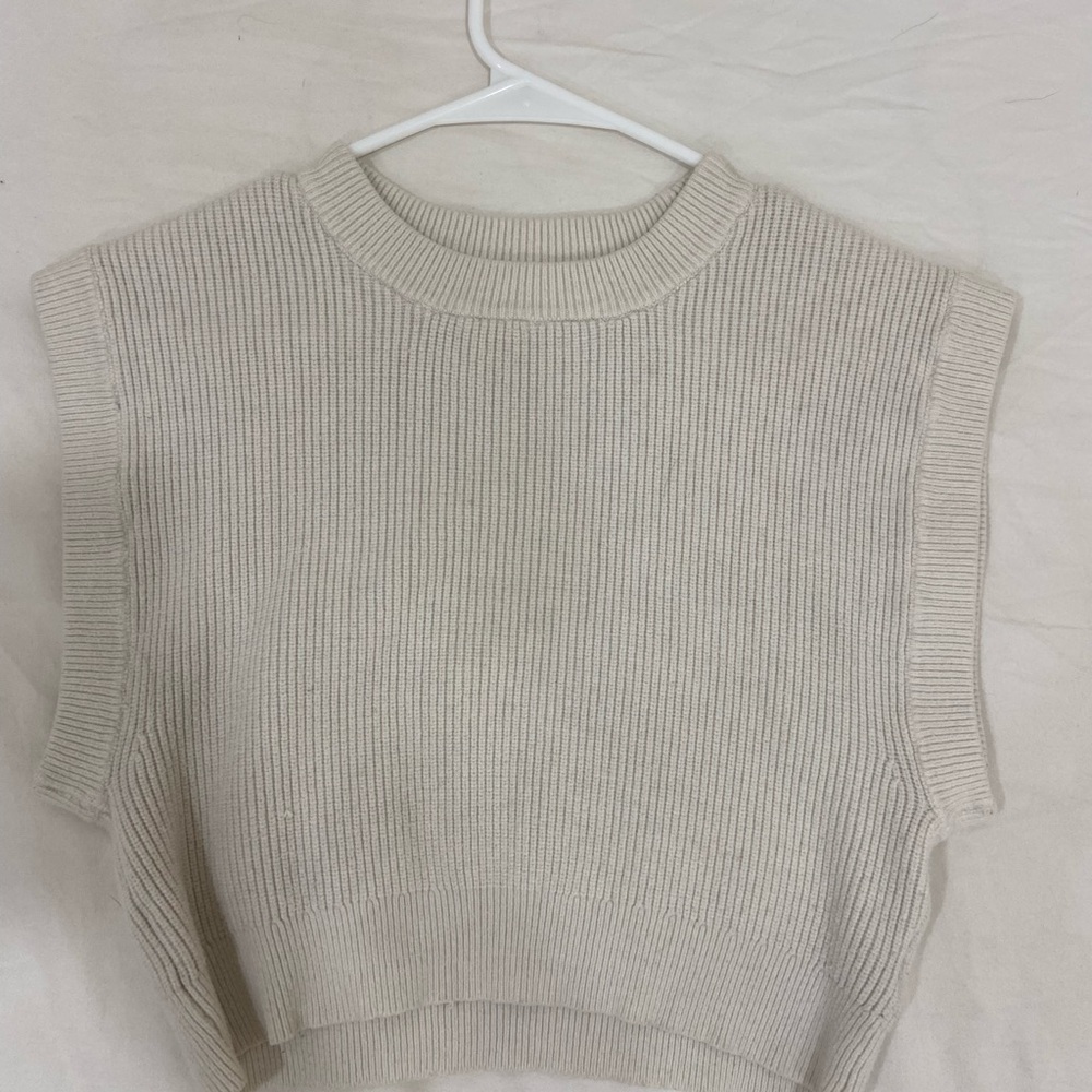 Cream Sleeveless Knit Top